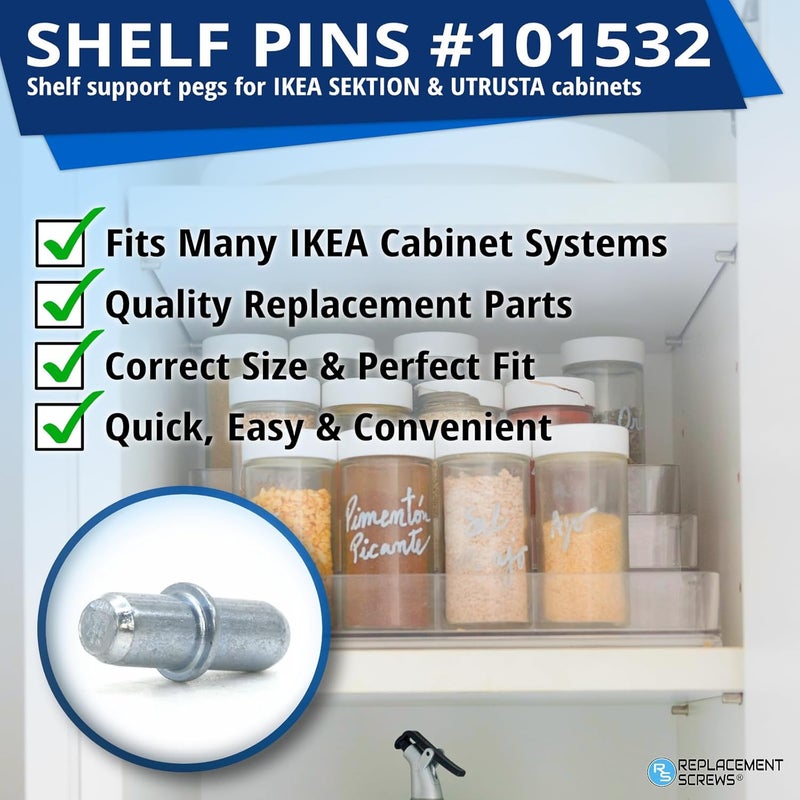 ReplacementScrews Shelf Support Pins/Pegs Compatible with IKEA Part 101532 (Pack of 5) - Image 1